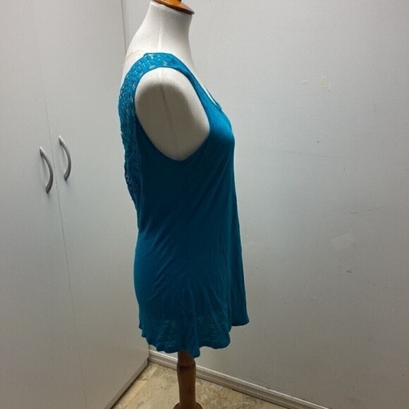 Cable & Gauge Crochet Tank - Deep Aqua - Picture 3 of 8